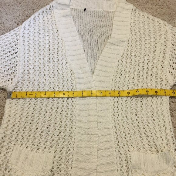 Dex Crochet Knit Pocketed Half Sleeve Open Cardigan - Picture 11 of 14